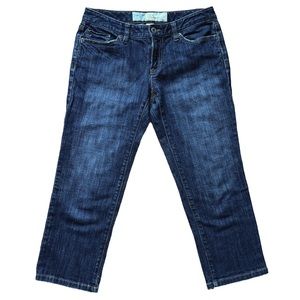 Ann Taylor LOFT Curvy Cropped Denim Jeans Women's 4P Petite Blue Cotton Blend